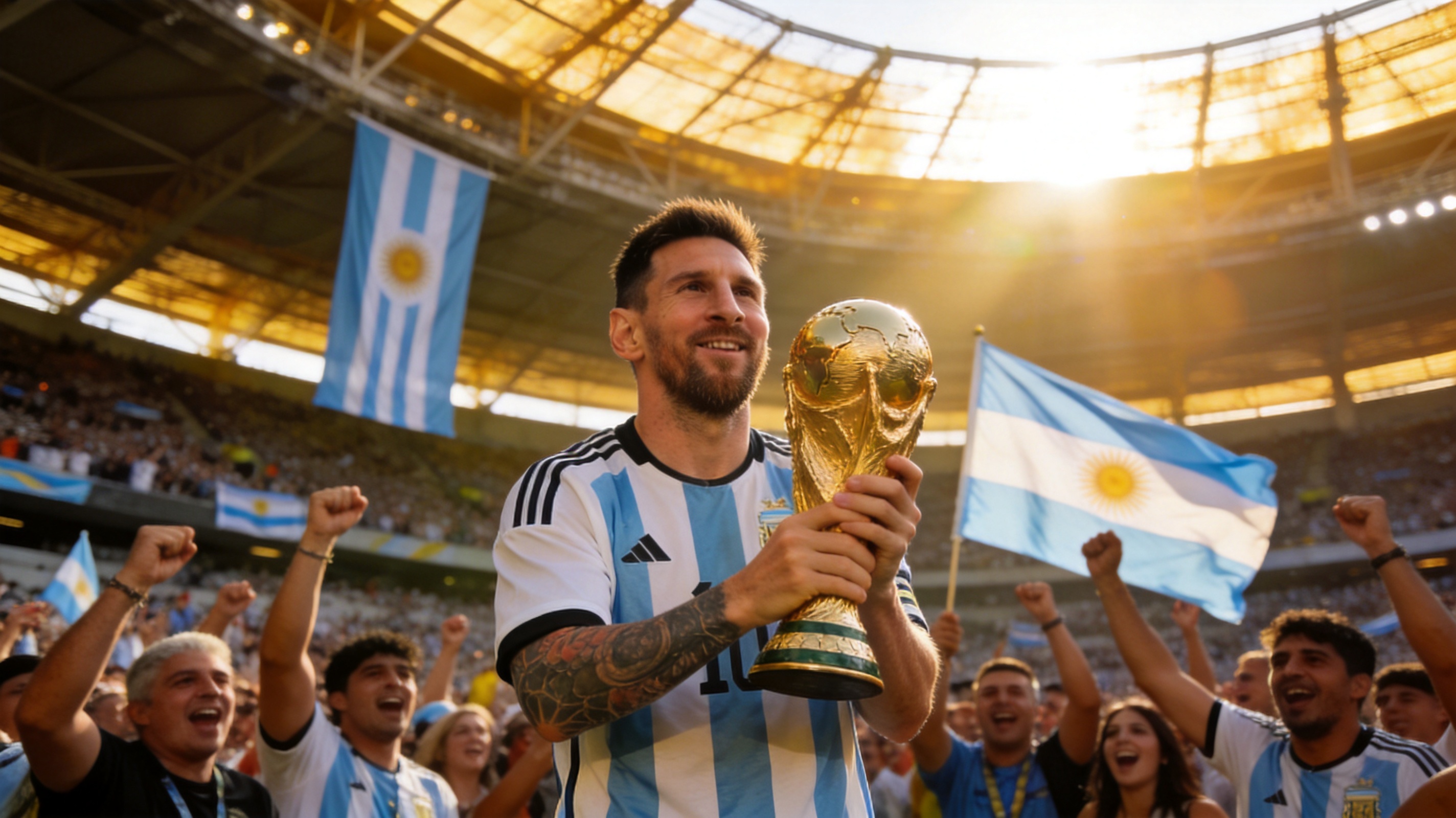 梅西捧杯庆祝图片